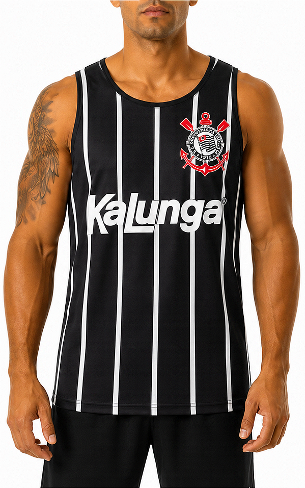 REGATA MASCULINA RETRÔ CORINTHIANS 1990 KALUNGA DRY FIT UV