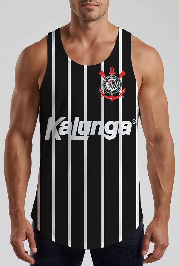 REGATA MASCULINA RETRÔ CORINTHIANS 1990 KALUNGA DRY FIT UV