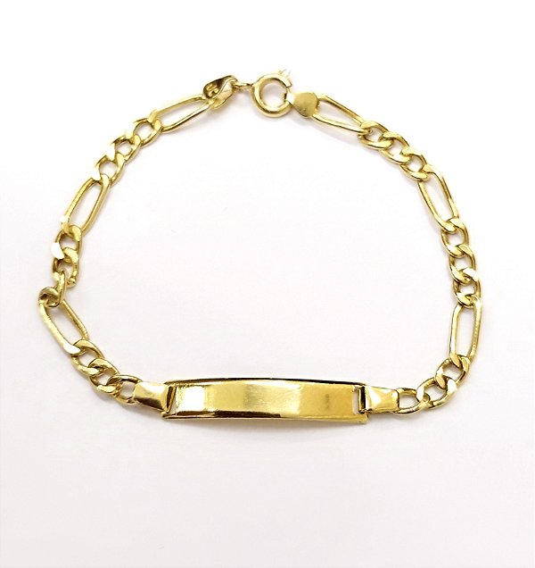 Pulseira Infantil Bebê Ouro 18k Plaquinha Para Gravar Nome
