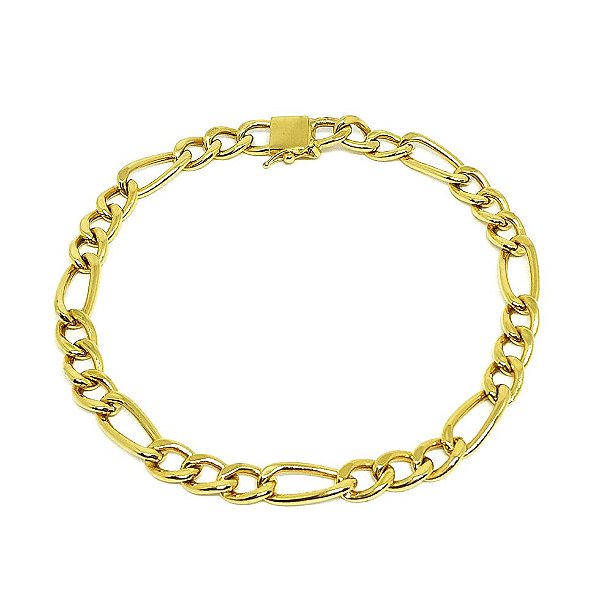 Pulseira Masculina Em Ouro 18k Grumet 3x1