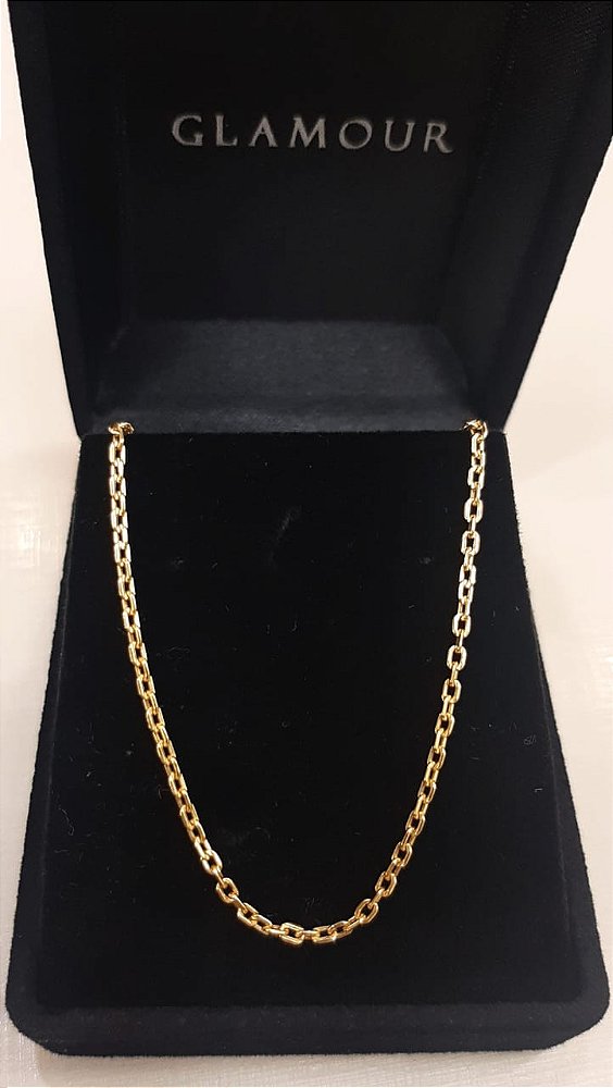 Corrente Elos Oco Quadrada Em Ouro 18k 60cm