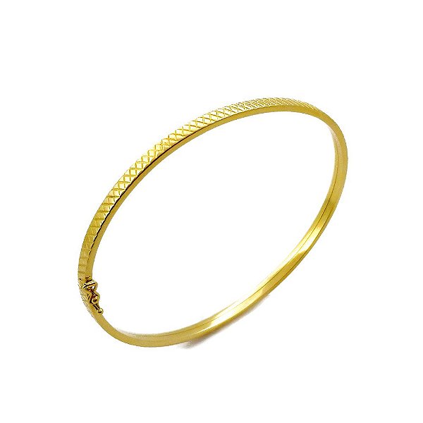 Pulseira Bracelete Feminino Em Ouro 18k Quadrado Trabalhado