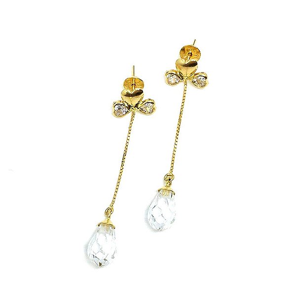 Brinco Em Ouro 18k Veneziana Com Gota