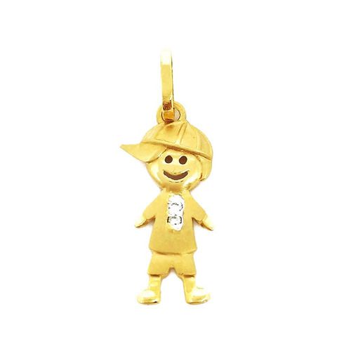 Pingente Menino Filho Em Ouro 18k Com Brilhantes