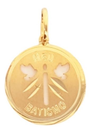 Pingente Medalha Batismo Fosca Em Ouro 18k