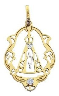 Pingente Nossa Senhora Em Ouro 18k A Laser Com Zirconia