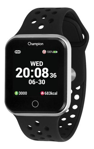 Relógio Champion Smartwatch Prata Com Pulseira Preta CR50006T