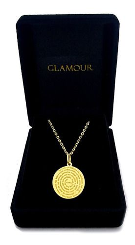 Pingente Mandala Pai Nosso Ouro 18k Com Corrente Bailarina