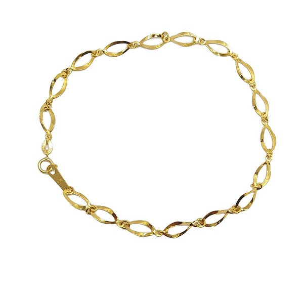 Pulseira Feminina Torcida Elos Ovais Ouro 18K