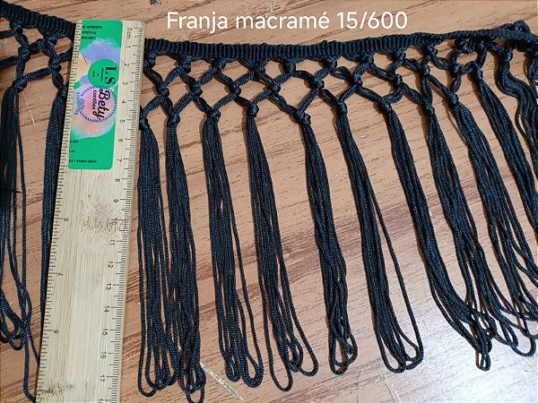 FRANJA MACRAMÉ PRETO 15CM - 10M