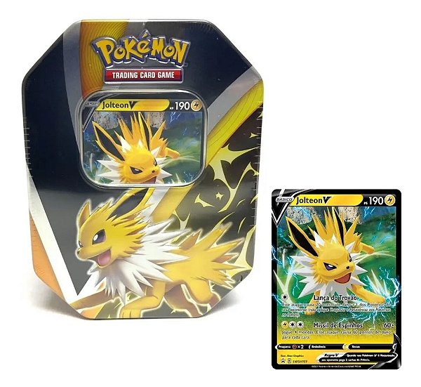 LATA POKÉMON TCG JOLTEON V - EVOLUÇÕES DE EEVEE - Sacred Toy