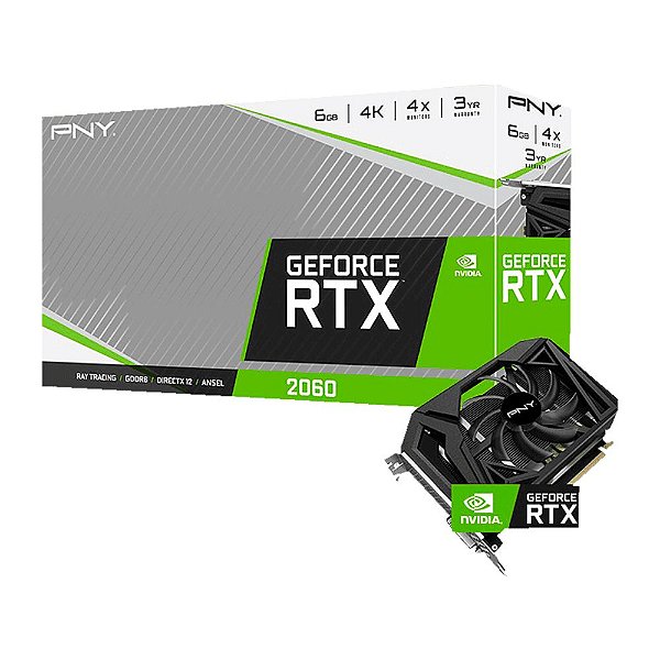 Placa De Vídeo PNY NVIDIA Geforce RTX2060 GDDR6 192Bit
