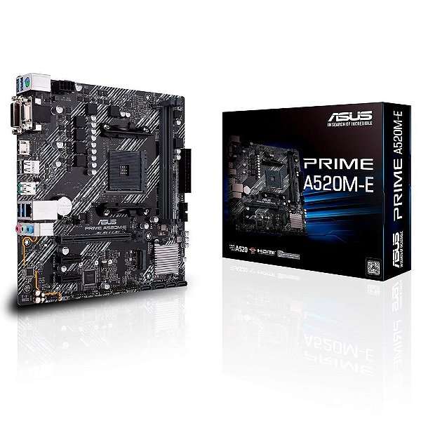 Placa-Mãe Asus Prime A520M-E, AMD AM4, mATX, DDR4