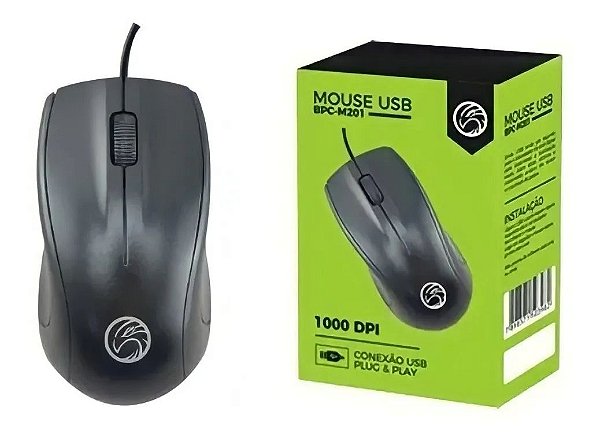 Mouse Usb Óptico Brazil Pc 1000 Dpi Bpc-m201