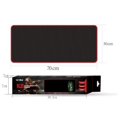 Mouse Pad Gamer K8 De Borracha Preto Com Borda Em Vermelho