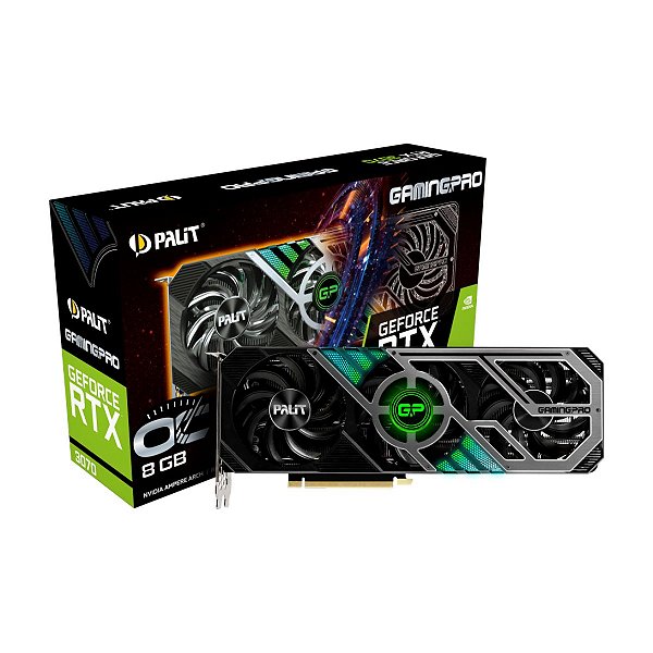 Placa de Vídeo Palit GeForce RTX 3070 GamingPro OC, LHR, 8GB, GDDR6, DLSS, Ray Tracing, NE63070S19P2-1041A