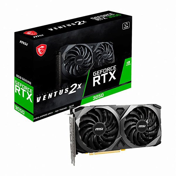 PLACA DE VIDEO MSI GEFORCE RTX 3050 VENTUS 2X, 8GB, GDDR6, 128-BIT, 912-V397-448