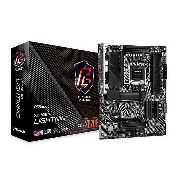 PLACA MAE ASROCK X670E PG LIGHTNING, DDR5, SOCKET AM5, ATX, CHIPSET AMD X670, X670E PG LIGHTNING