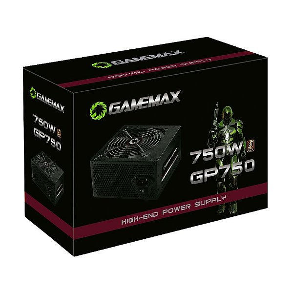 Fonte Atx Gamemax Gp750 Preta 80plus Bronze 750w Pfc Ativo