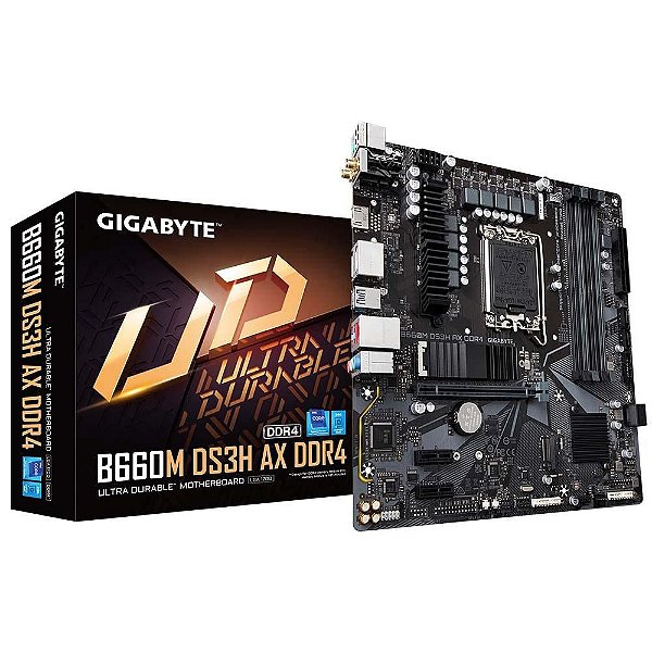 Placa Mãe Gigabyte B660M DS3H AX, Intel LGA 1700, mATX, DDR4, M.2 NVME, Wi-Fi