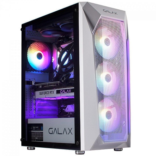 Gabinete Gamer Galax Revolution-05, Mid Tower, Vidro Temperado, ATX, White, Sem Fonte, Com 4 Fans