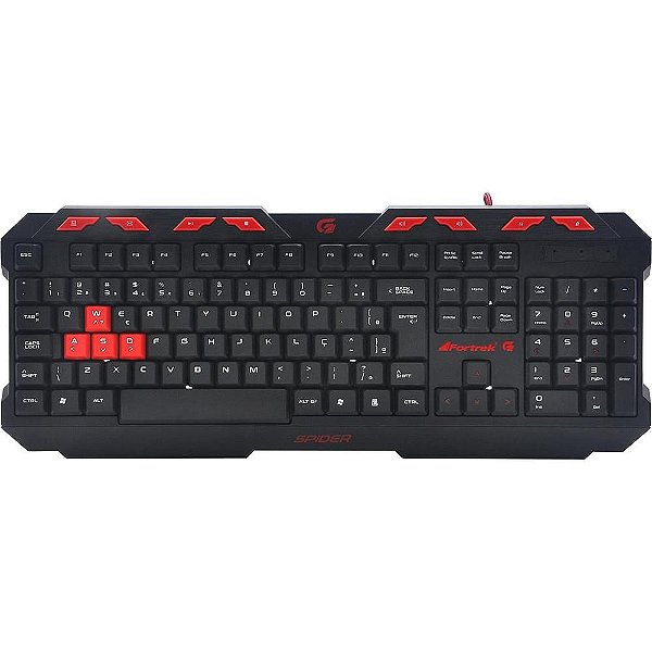 Teclado Gamer Fortrek Spider, ABNT2, Preto e Vermelho