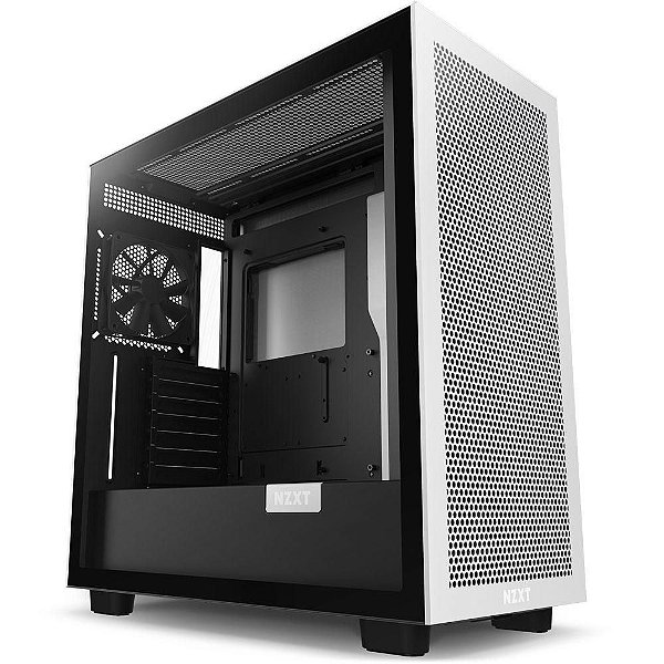 Gabinete NZXT H7 Flow, Mid Tower, ATX, Lateral em Vidro Temperado, 2x Fans, Preto e Branco