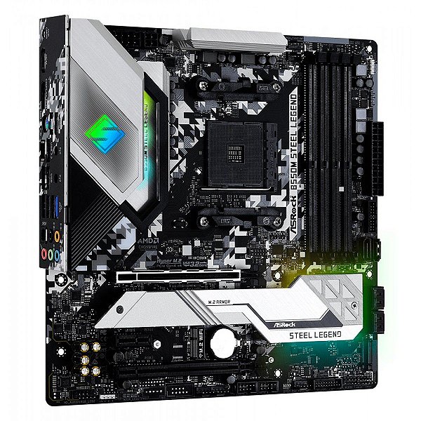 Placa Mãe AsRock B550M Steel Legend, Chipset B550, AMD AM4, MATX, DDR4