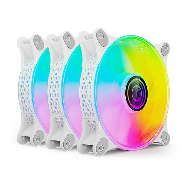 Kit Cooler Fans 3 unidades Nexus Gamer NX120 K3W ARGB Branco