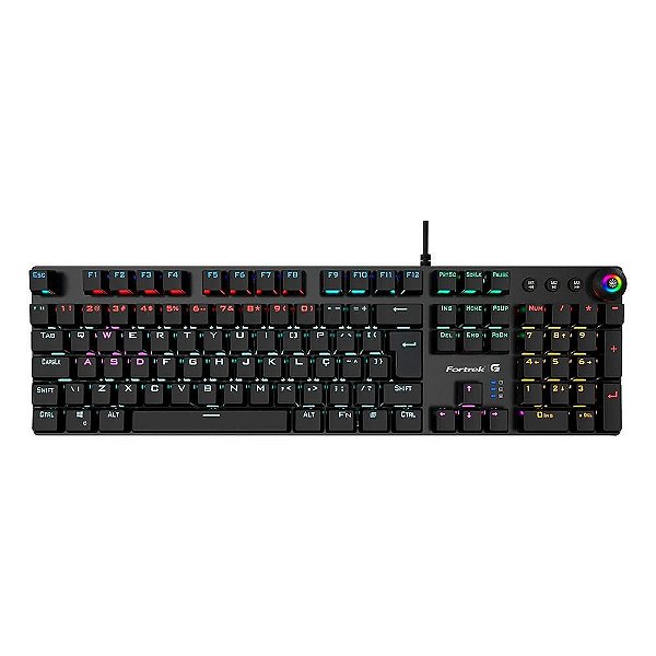 TECLADO MECANICO GAMER FORTREK GPRO K7 BLACK EDITION, RAINBOW, ABNT2, SWITCH AZUL, PRETO, 74751