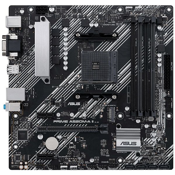 Placa Mãe Asus PRIME A520M-A II, Chipset A520, AMD AM4, mATX, DDR4, 90MB17H0-M0EAY0