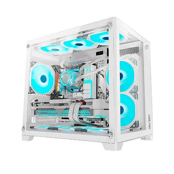 Gabinete Gamer Liketec Kirra Snow, Mini Tower, ARGB, M-ATX, 4FANS