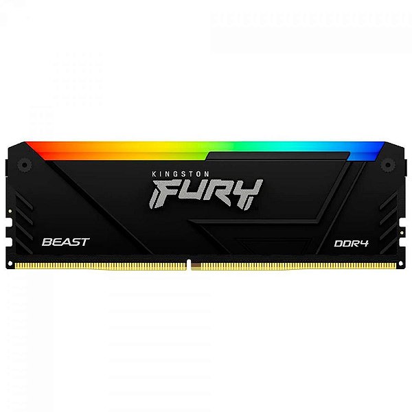 Memória Kingston Fury Beast RGB, 8GB, 3200MHz, DDR4, CL16, Preto - KF432C16BB2A/8