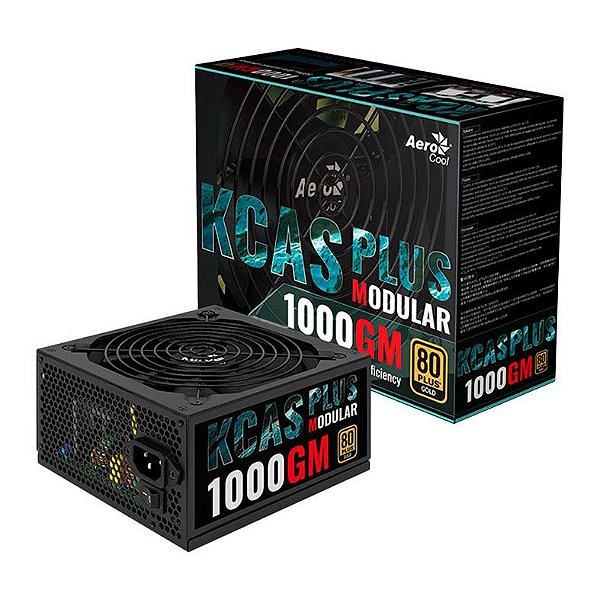 FONTE AEROCOOL KCAS PLUS 1000GM, 1000W, SEMI-MODULAR, 80 PLUS GOLD, PRETO, KCAS-PLUS-1000GM