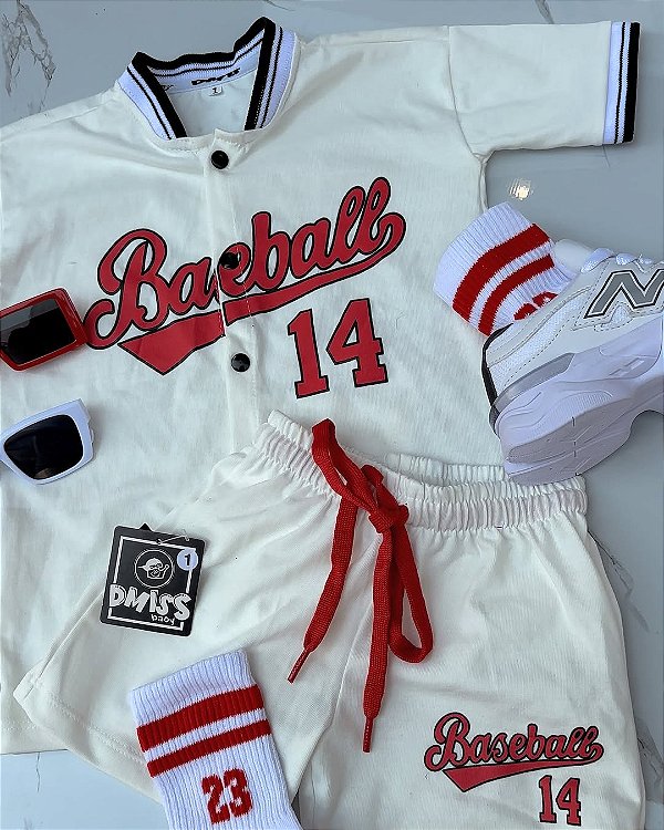 Conjunto Infantil Masculino Baseball Off White