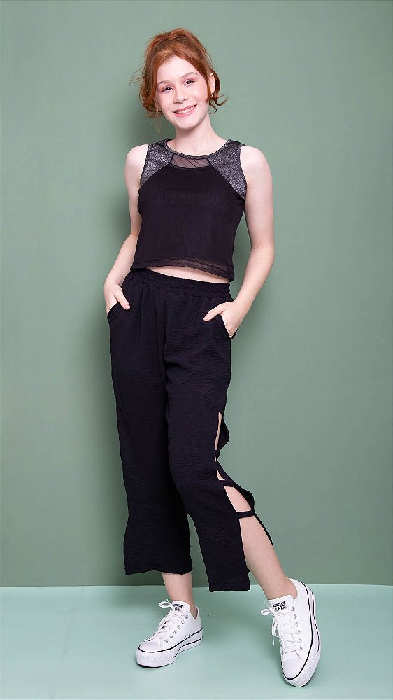 Calça pantacourt cheap juvenil