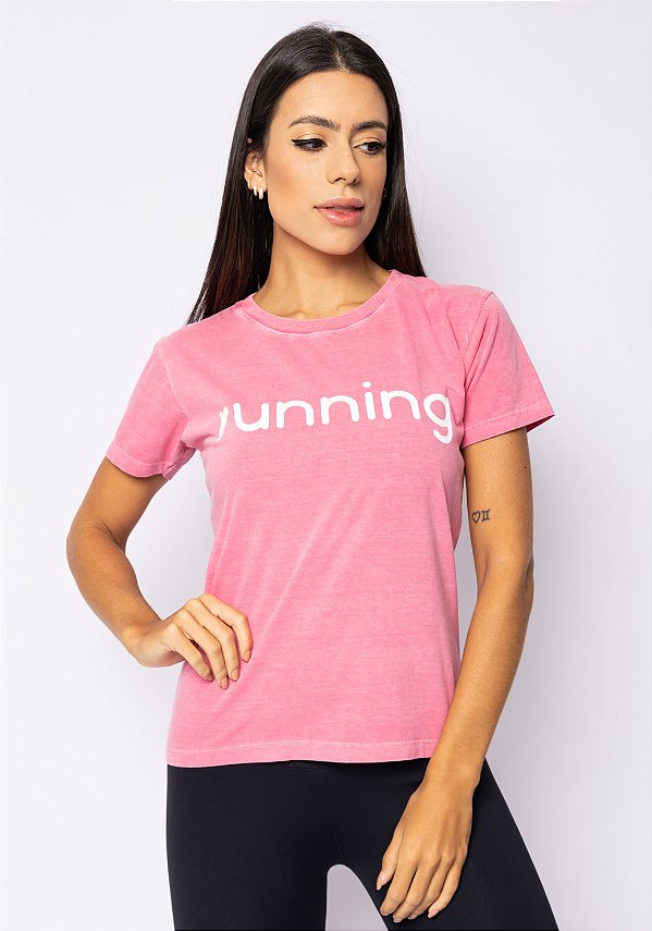 Baby Look Estonada  RUNNING - Rosa