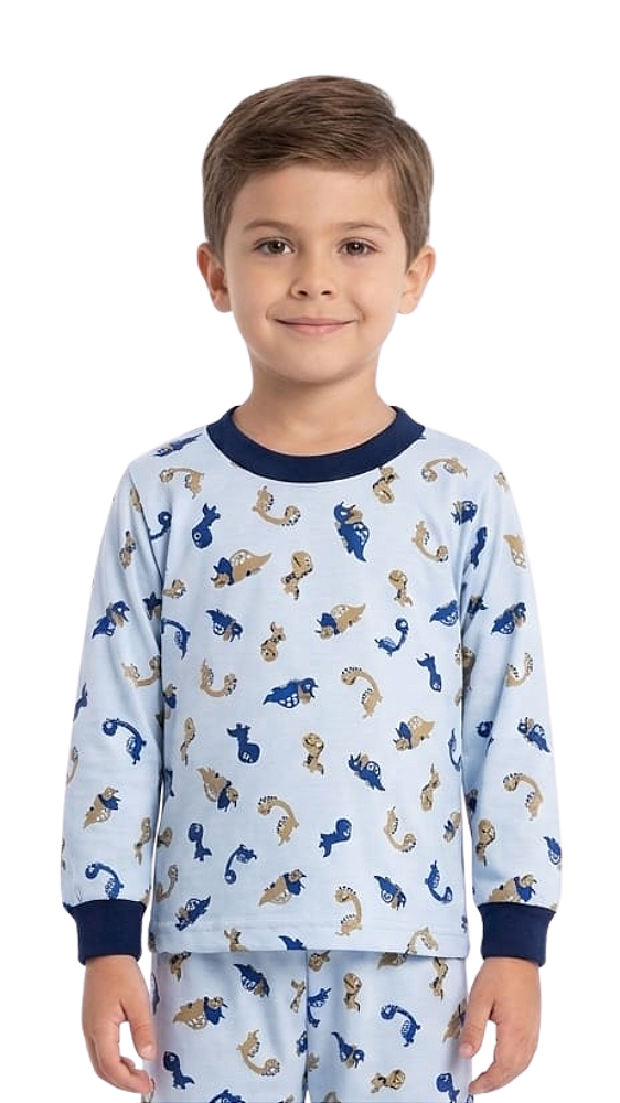 Ref. 10126 Pijama longo em malha estampado
