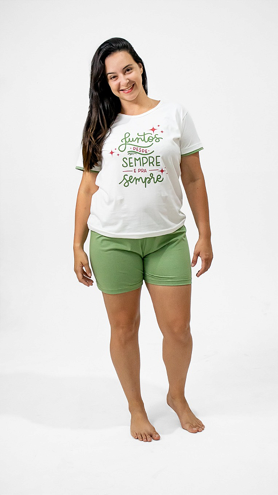 Ref. 4018 Pijama feminino curto em malha - Sempre juntos