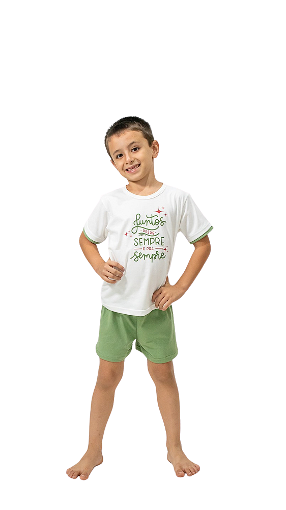 Ref. 4021 Pijama infantil masculino curto em malha - Sempre juntos