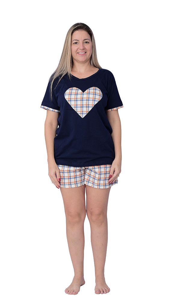 Ref. 4005 Pijama Feminino curto - Azul marinho