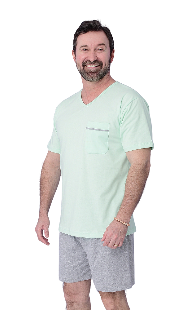 Ref. 4031 Pijama masculino curto em malha - Liso