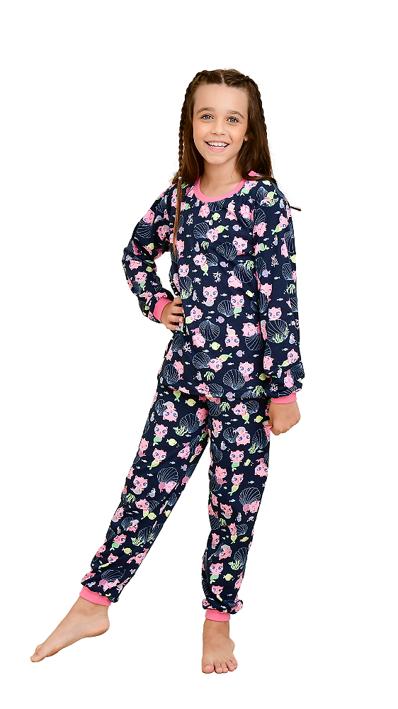 Ref. 10129 Pijama em malha longa estampado