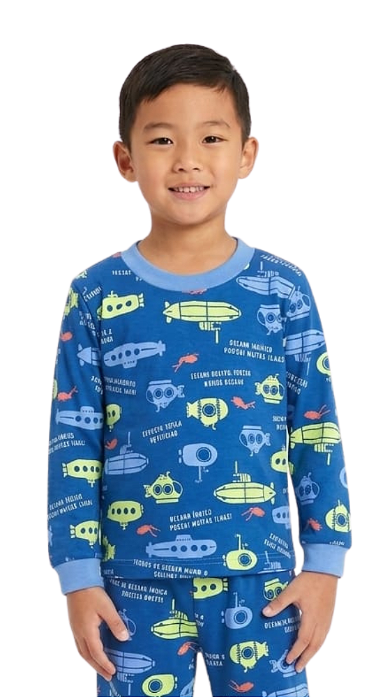 Ref. 10136 Pijama longo em malha estampada