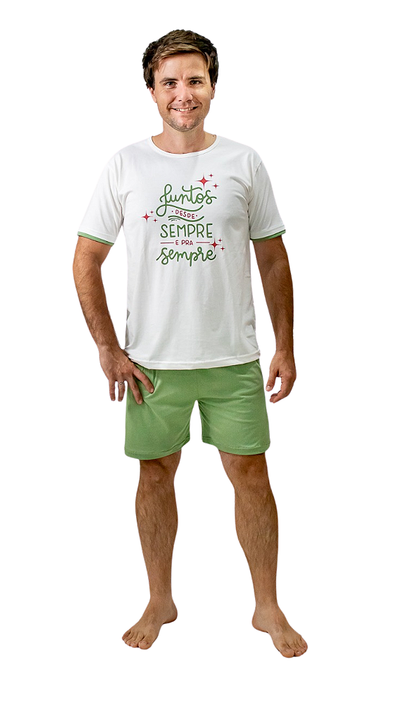 Ref. 4019 Pijama masculino curto em malha - Sempre juntos