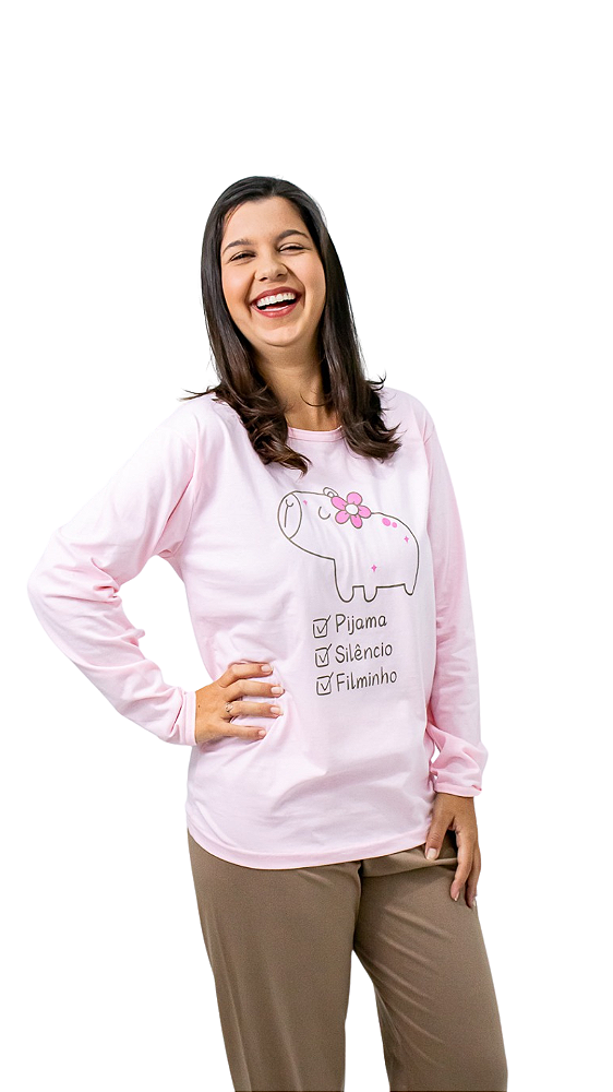 Ref. 10221 Pijama Feminino longo em malha