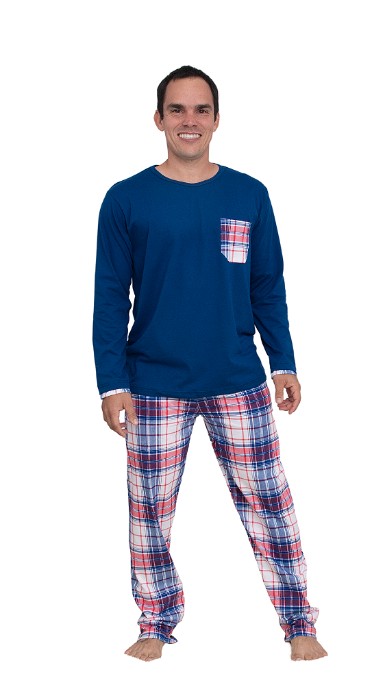 Pijama de Inverno Juvenil Masculino - Longo com Calça Xadrez