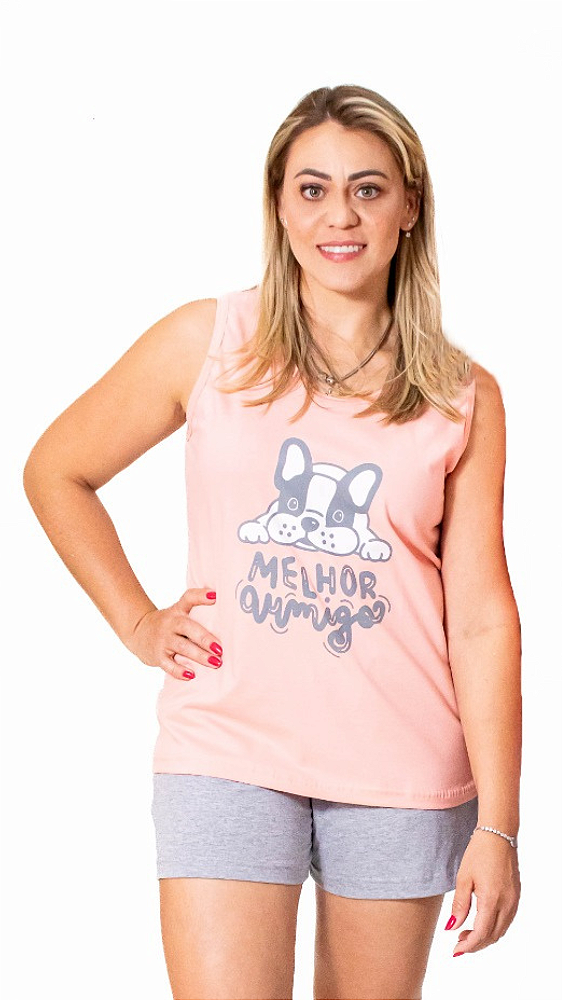 Ref. 6098 Pijama feminino regata com shorts
