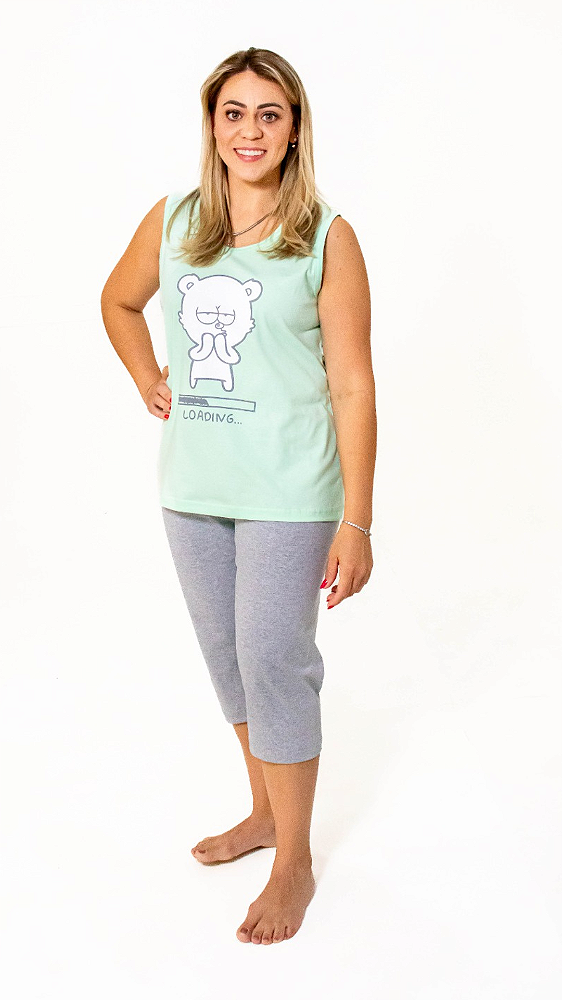 Ref. 6032 Pijama feminino regata com calça pescador