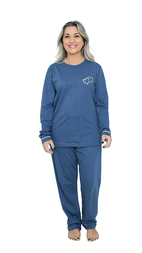 Ref. 5046 Pijama feminino longo - 2 corações